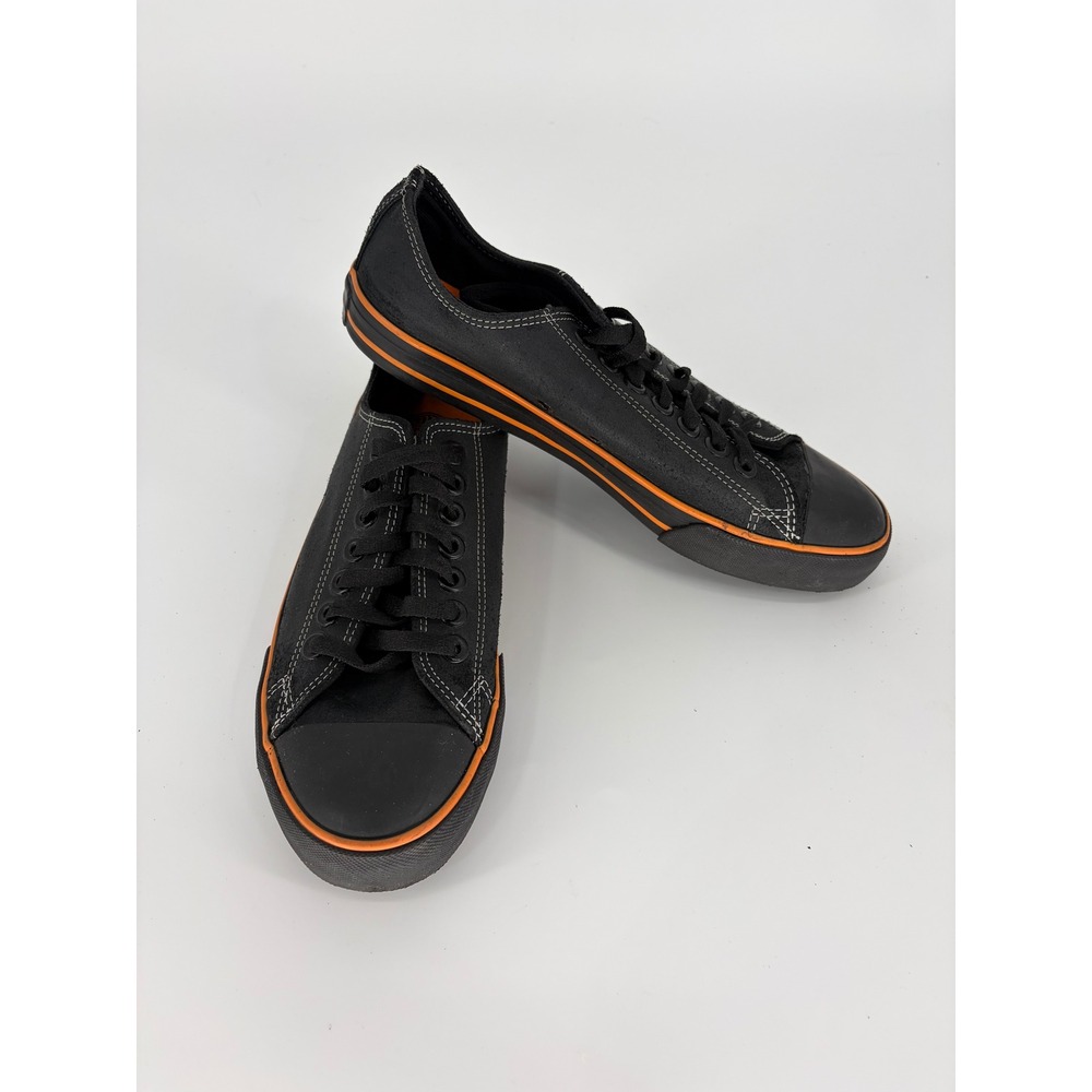 Harley-Davidson Mens Black Orange Leather Low Top Sneakers D93197 Size 7.5